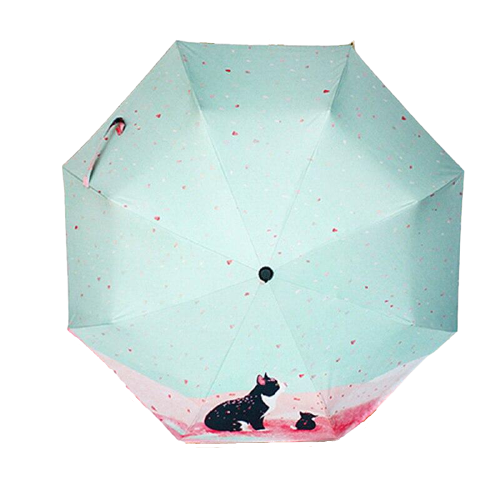 Paraguas Gato Pétalos rosados